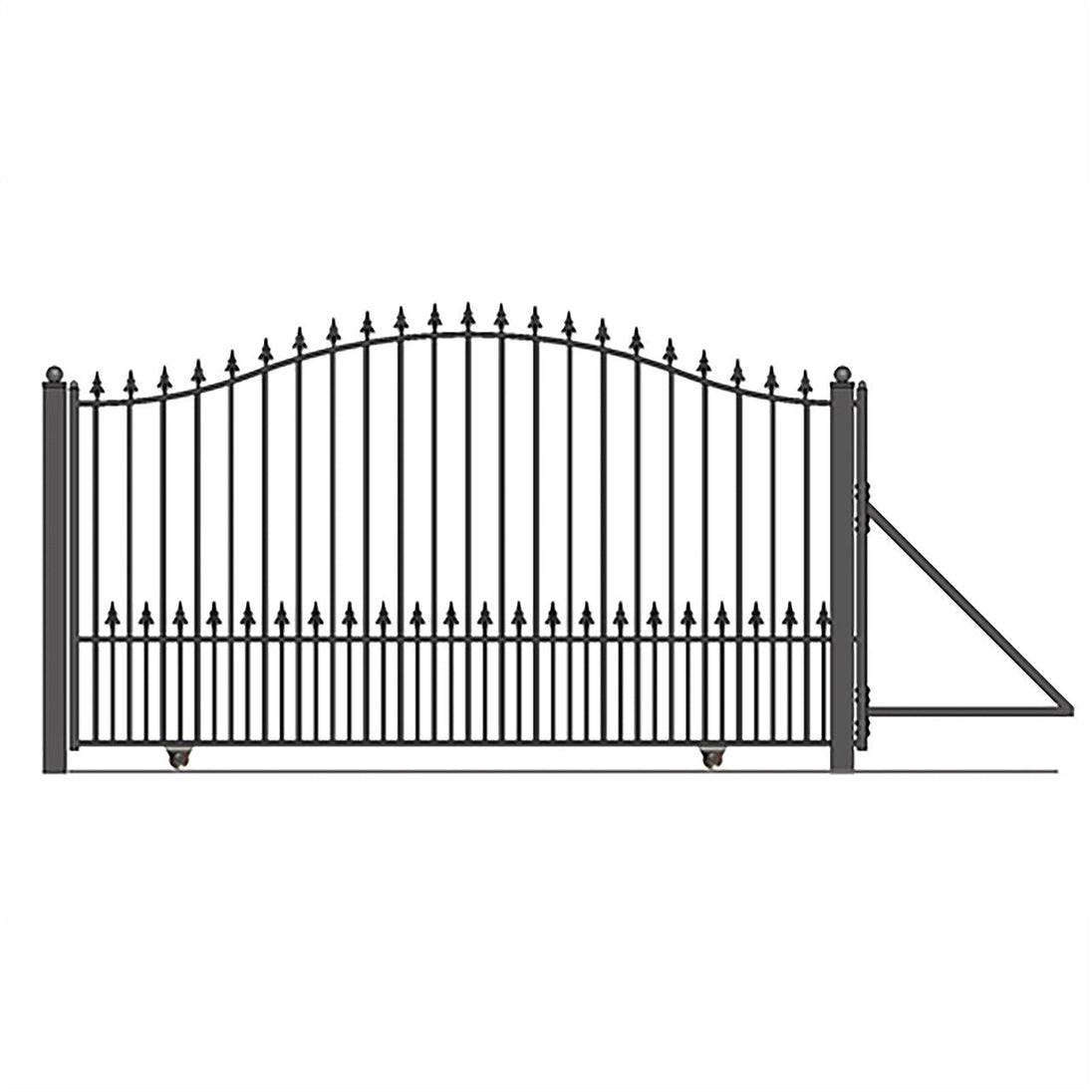 Chery Industrial 16ft Steel Sliding Driveway Gate with 5ft Pedestrian Gate