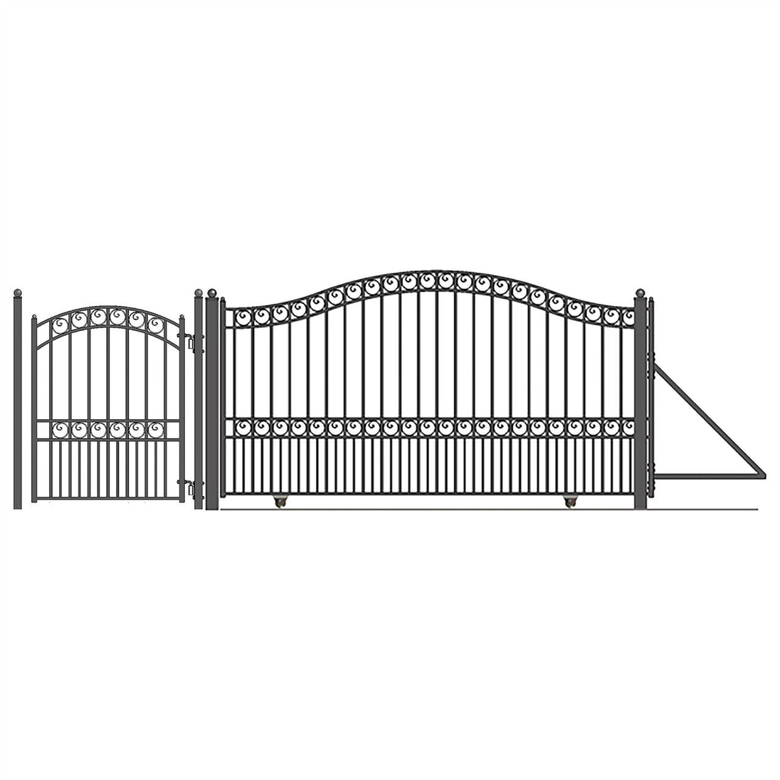 Chery Industrial | 16ft Steel Sliding Driveway Gate with 5ft Pedestrian Gate