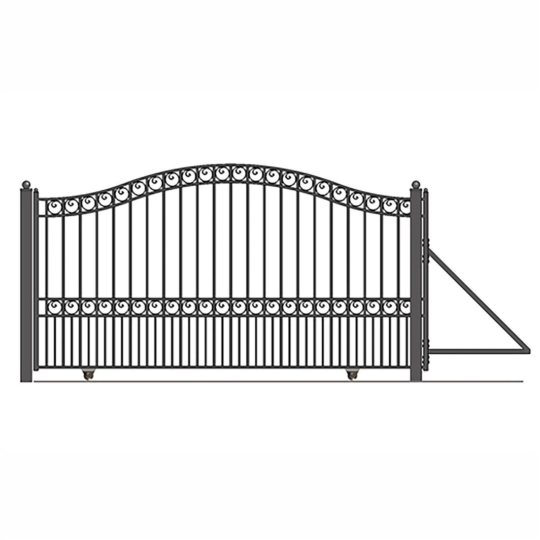 Chery Industrial 16ft Steel Sliding Driveway Gate with 5ft Pedestrian Gate