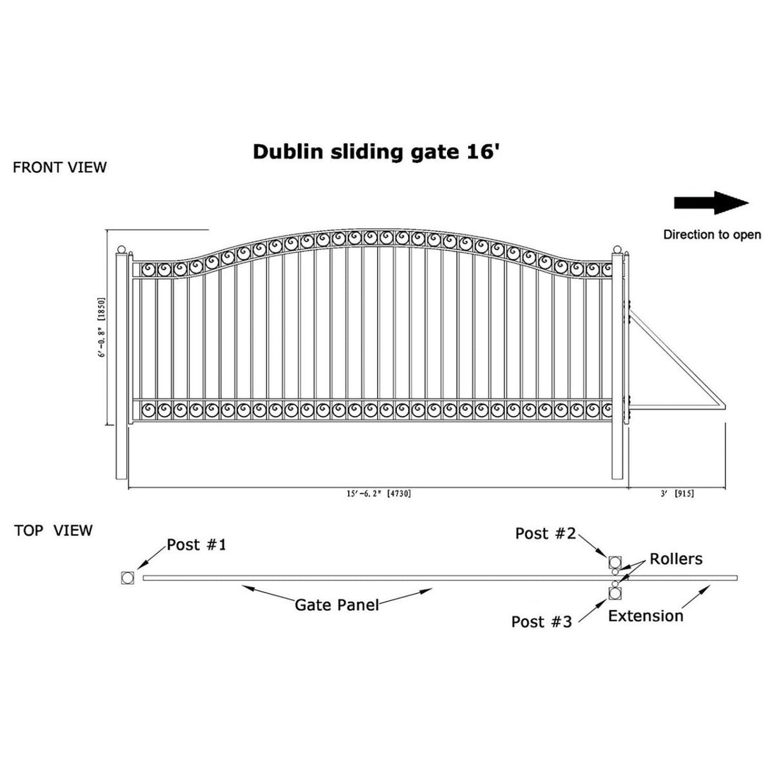 Chery Industrial 16x6 ft Steel Sliding Driveway Gate