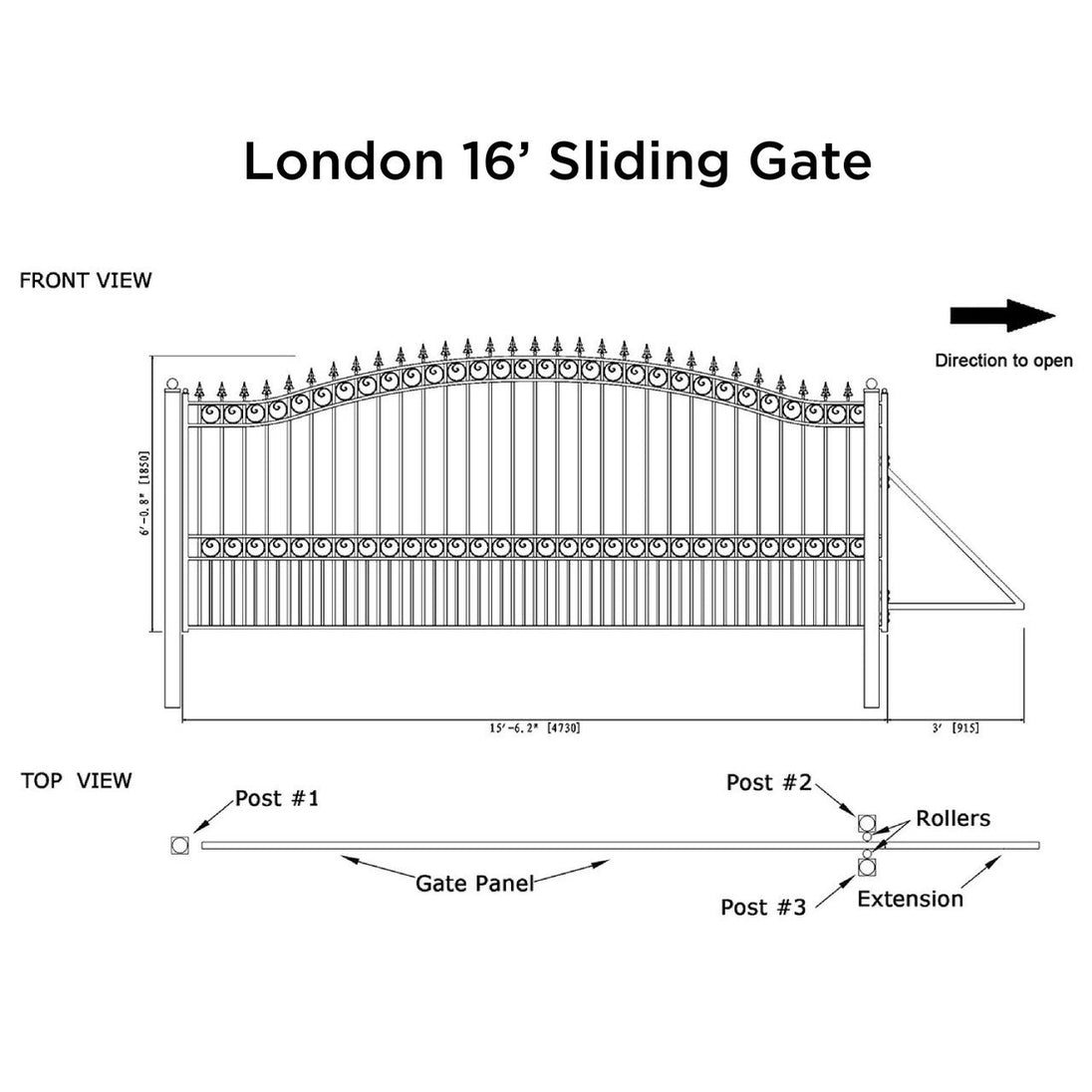 Chery Industrial 16x6 ft Steel Sliding Driveway Gate