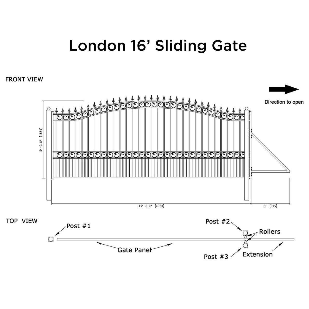Chery Industrial 16x6 ft Steel Sliding Driveway Gate