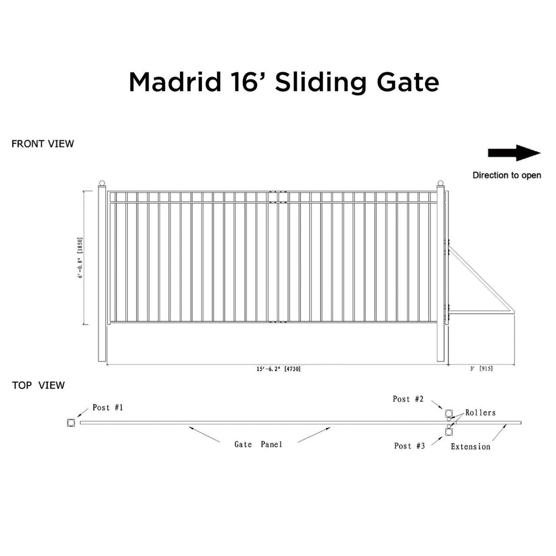 Chery Industrial 16x6 ft Steel Sliding Driveway Gate