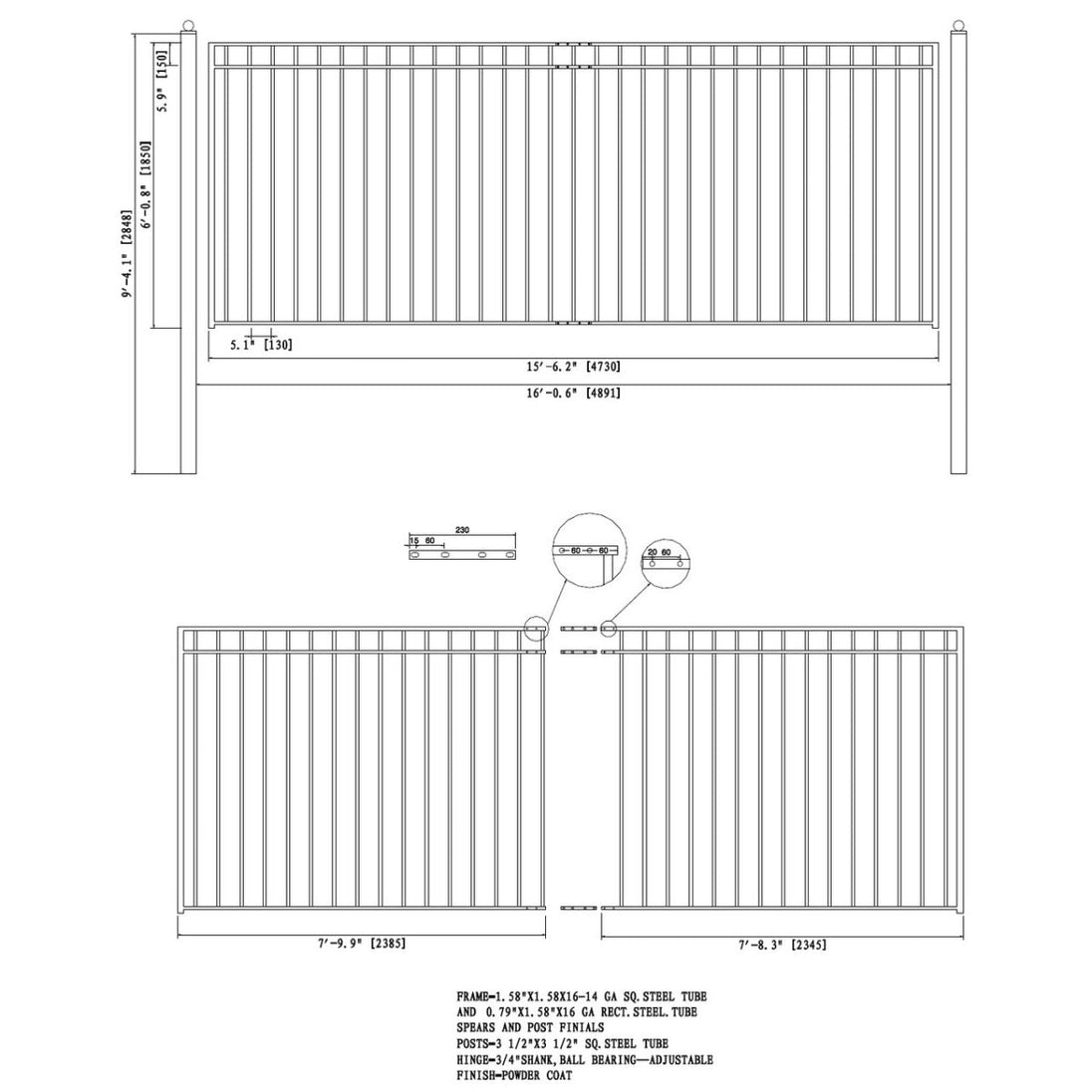 Chery Industrial 16x6 ft Steel Sliding Driveway Gate