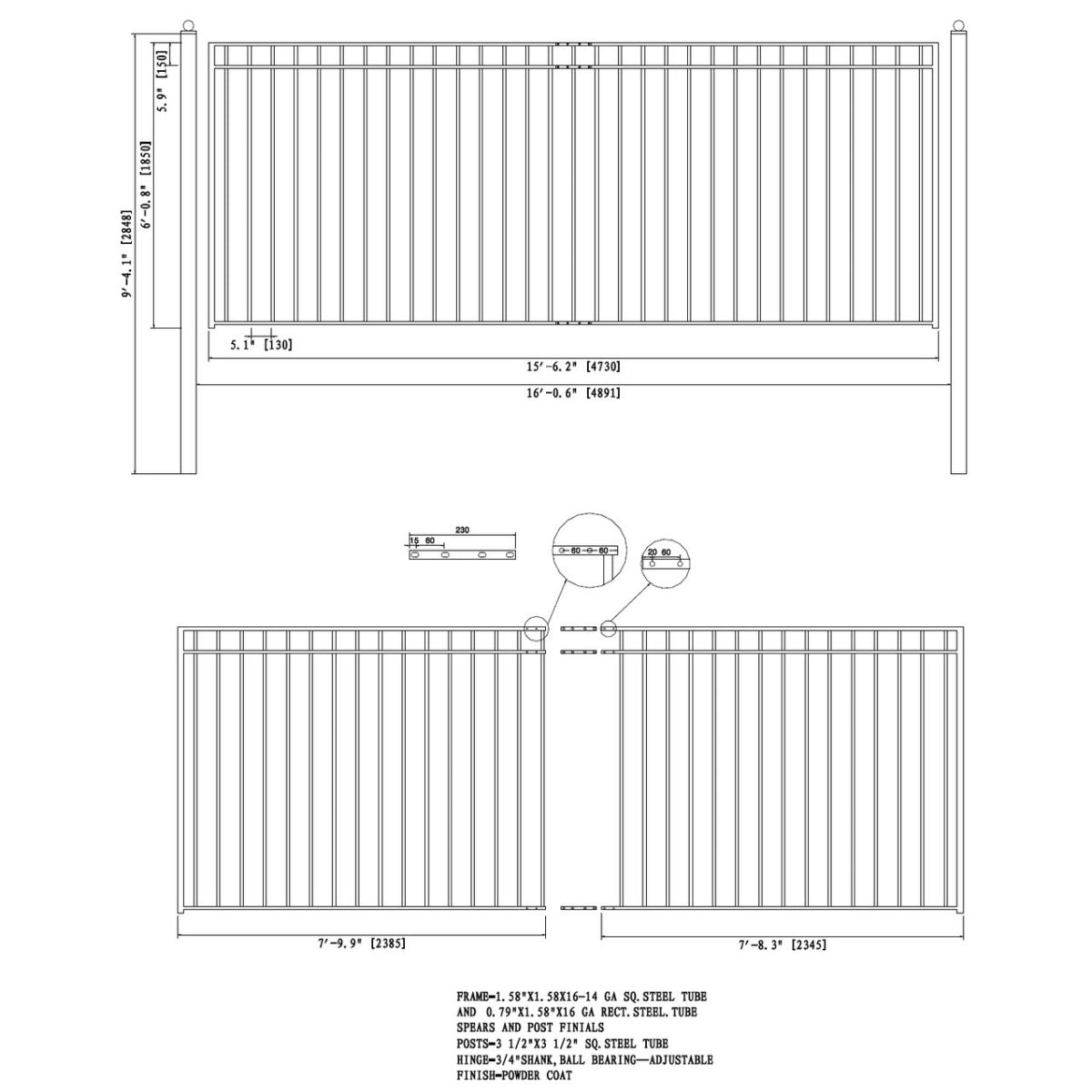 Chery Industrial 16x6 ft Steel Sliding Driveway Gate