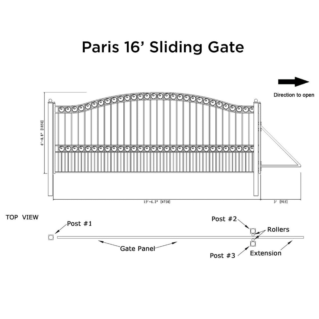 Chery Industrial 16x6 ft Steel Sliding Driveway Gate