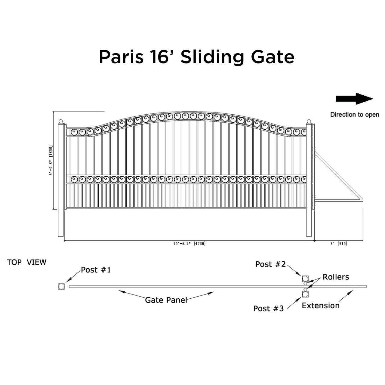 Chery Industrial 16x6 ft Steel Sliding Driveway Gate