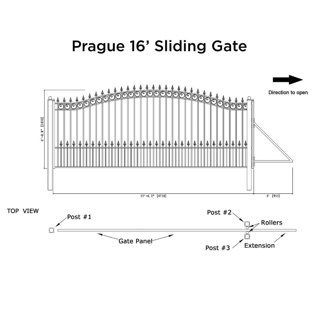 Chery Industrial 16x6 ft Steel Sliding Driveway Gate
