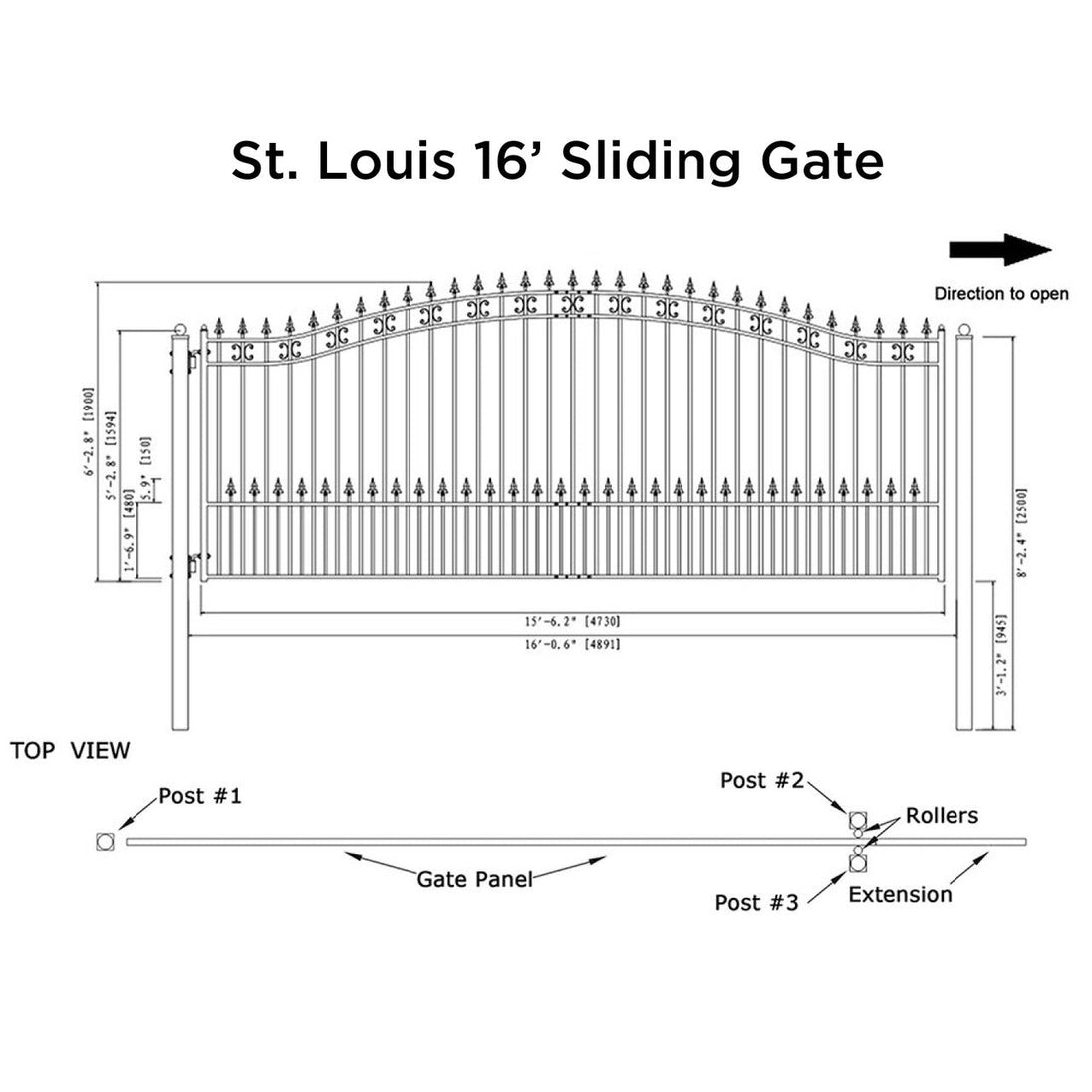 Chery Industrial 16x6 ft Steel Sliding Driveway Gate