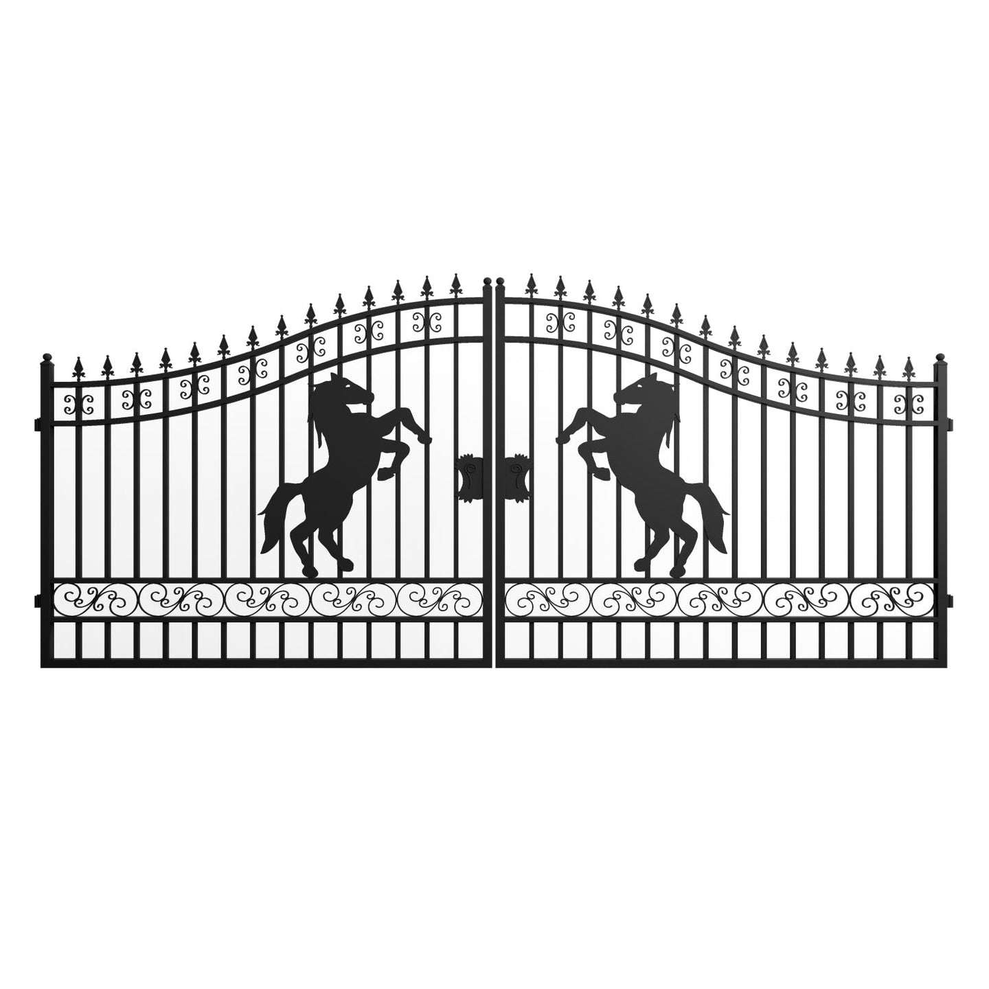Chery Industrial | 16x8 ft Steel Dual Swing Driveway Gate with Horse Pattern
