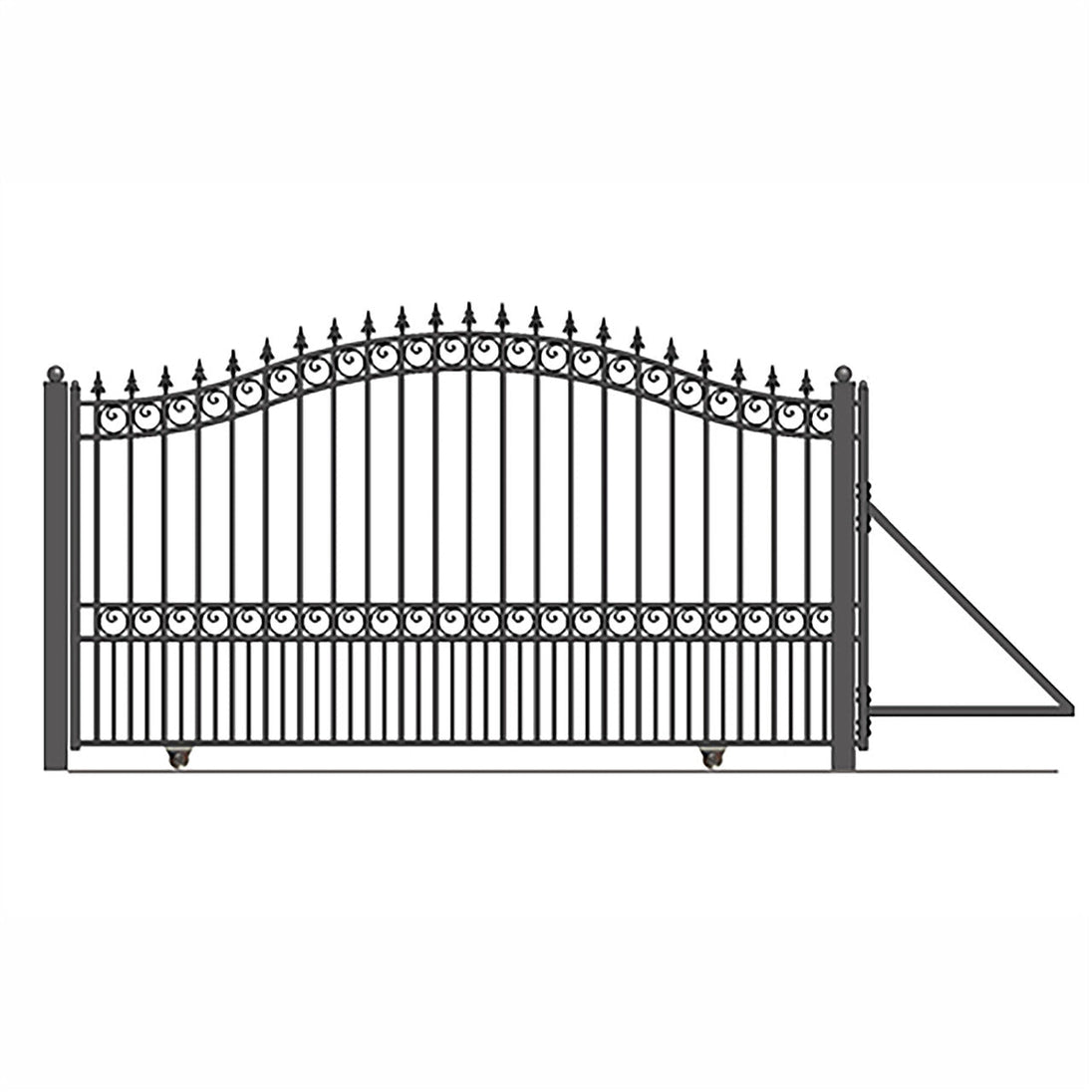 Chery Industrial 18ft Steel Sliding Driveway Gate with 5ft Pedestrian Gate