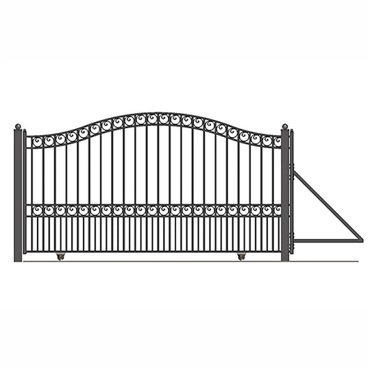 Chery Industrial 18ft Steel Sliding Driveway Gate with 5ft Pedestrian Gate