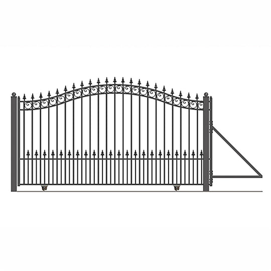 Chery Industrial 18ft Steel Sliding Driveway Gate with 5ft Pedestrian Gate