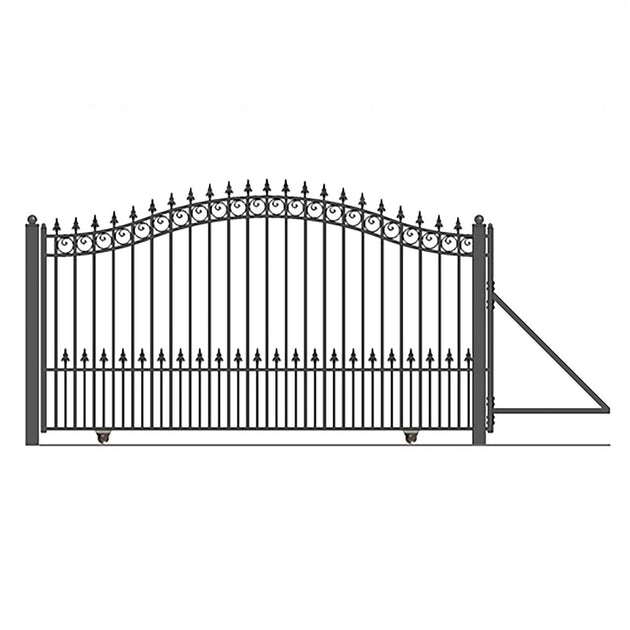 Chery Industrial 18ft Steel Sliding Driveway Gate with 5ft Pedestrian Gate