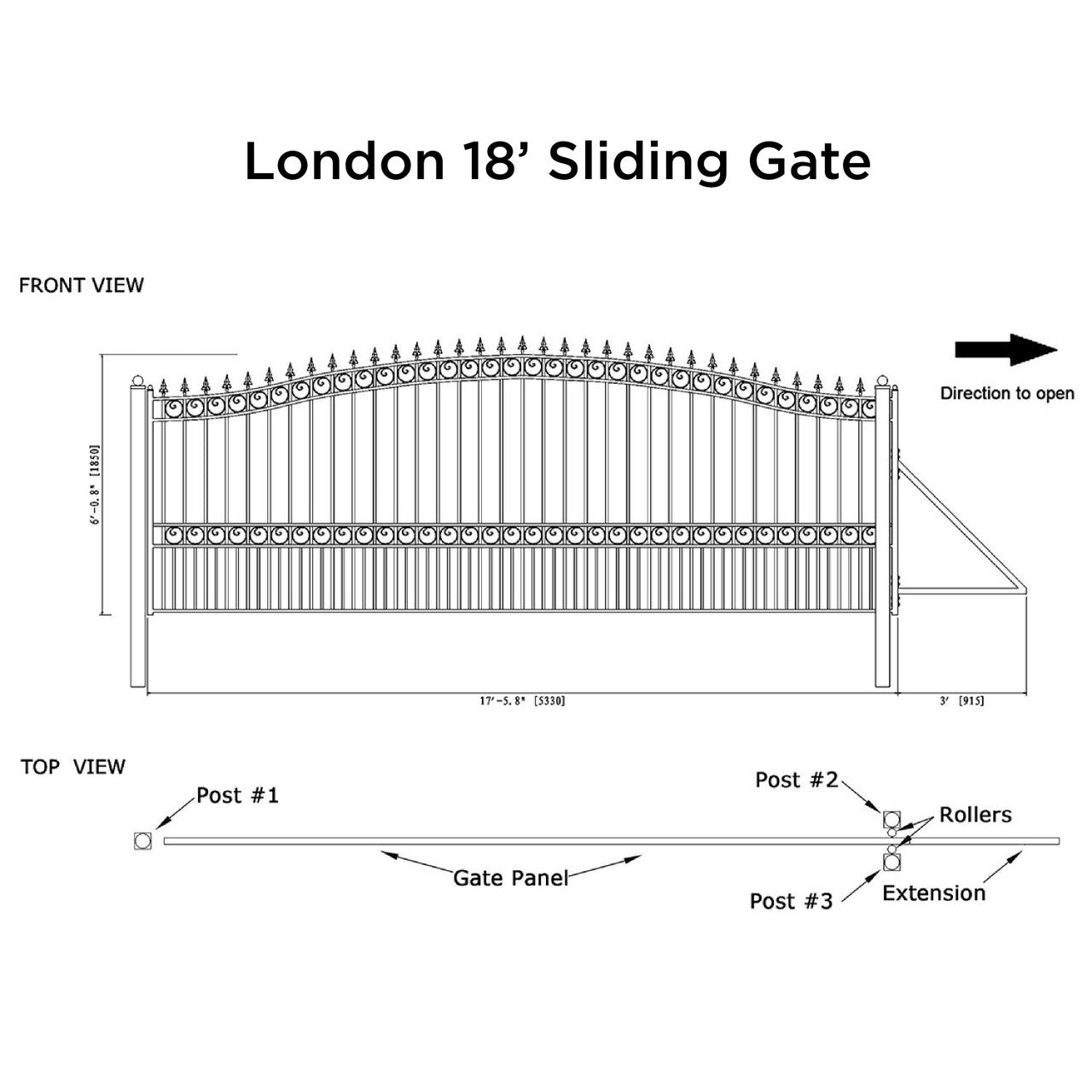 Chery Industrial 18x6 ft Steel Sliding Driveway Gate