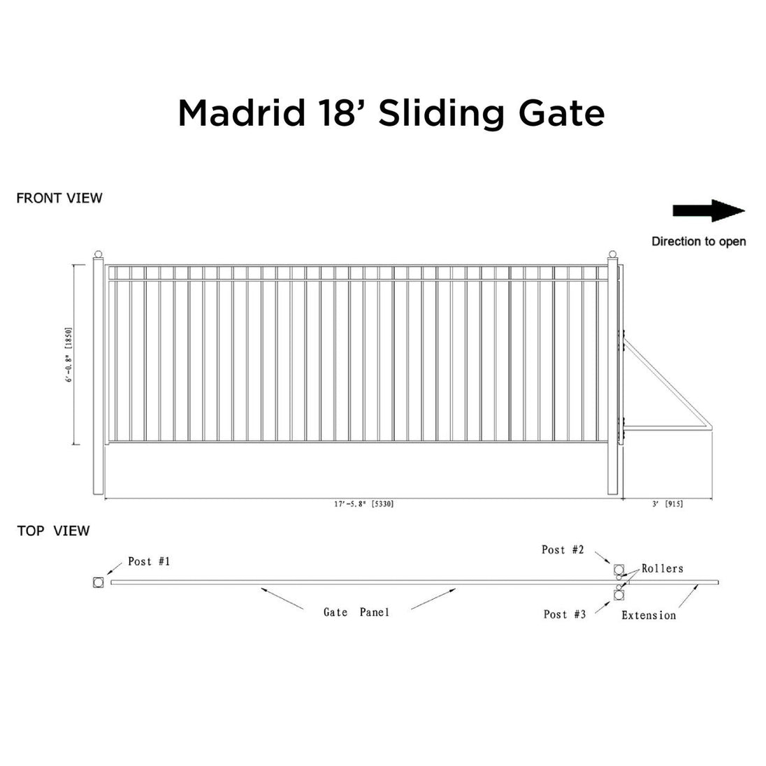 Chery Industrial 18x6 ft Steel Sliding Driveway Gate