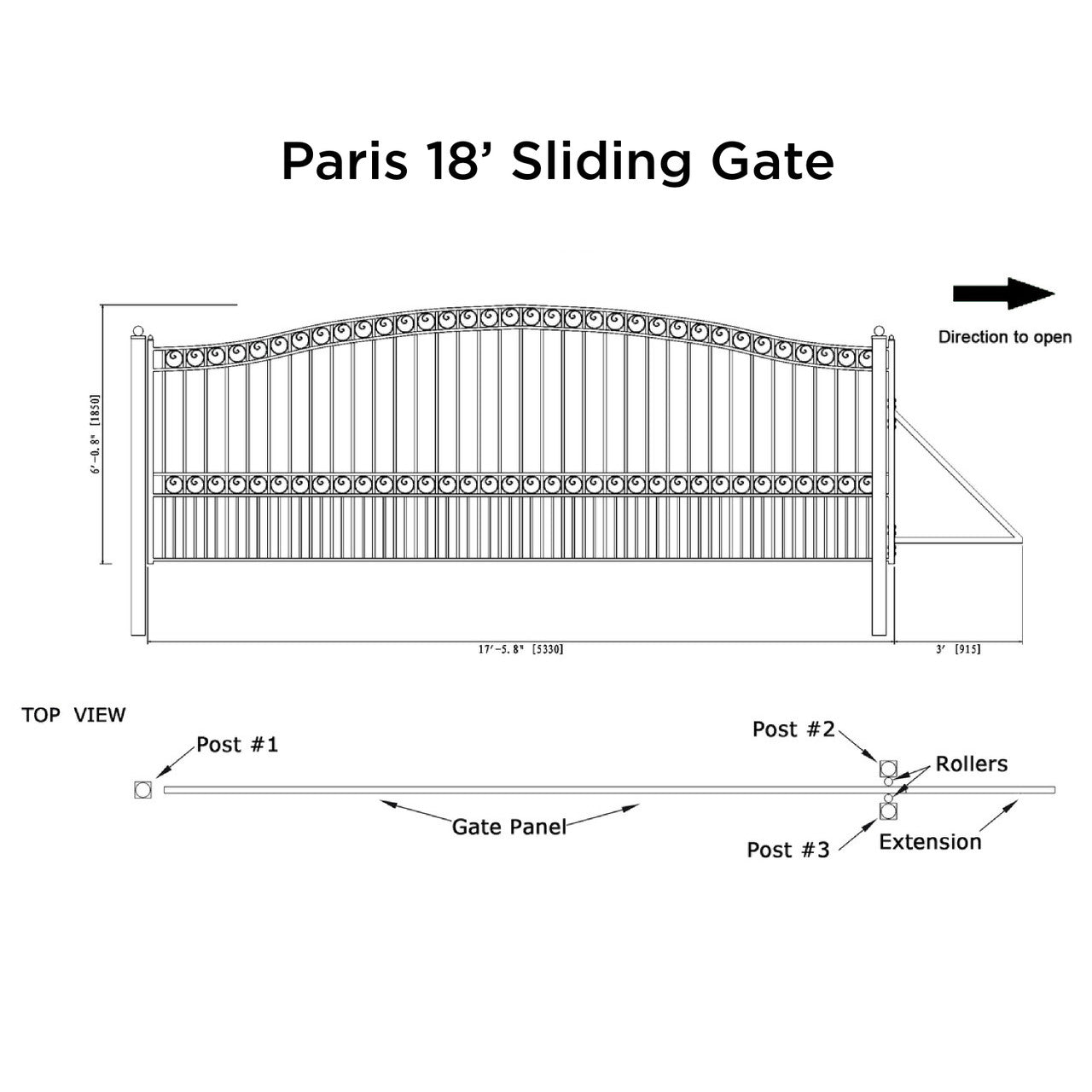 Chery Industrial 18x6 ft Steel Sliding Driveway Gate