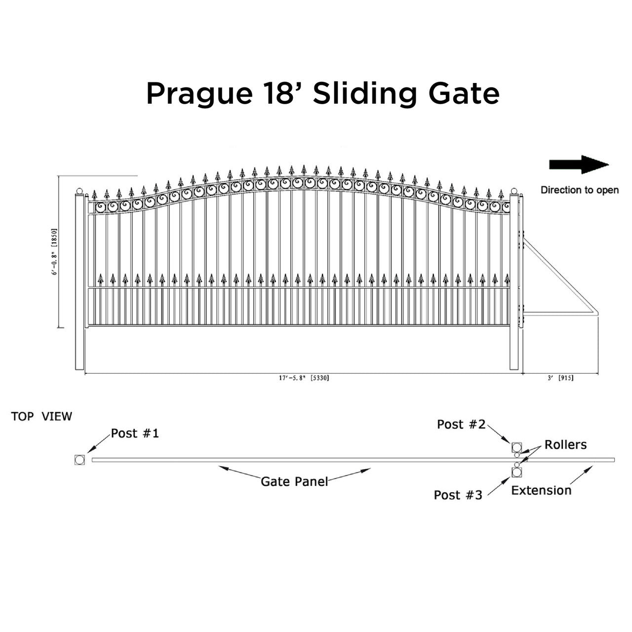 Chery Industrial 18x6 ft Steel Sliding Driveway Gate