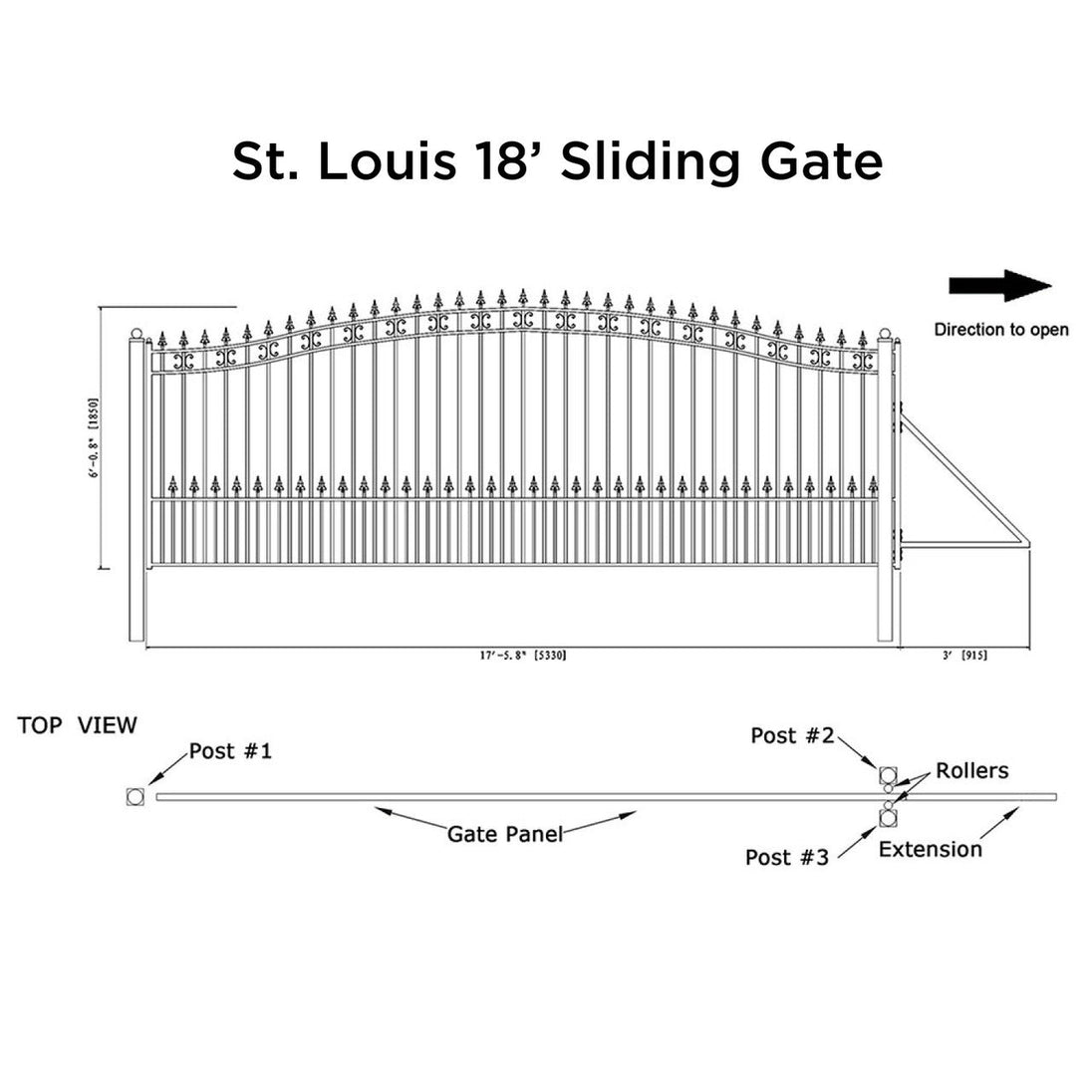 Chery Industrial 18x6 ft Steel Sliding Driveway Gate