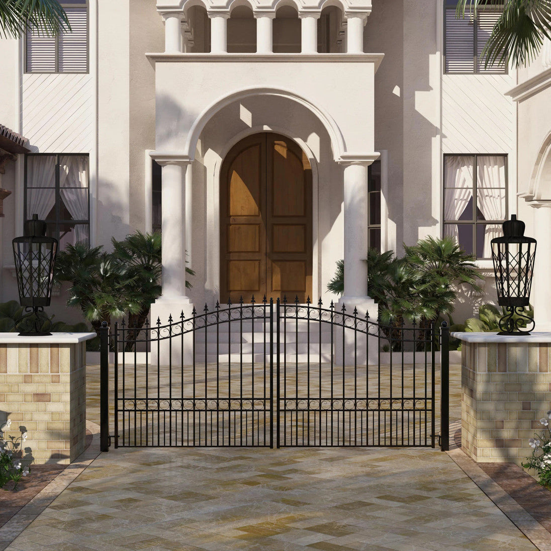 Chery Industrial 18x6 ft Steel Dual Swing Driveway Gate - LONDON Style