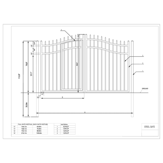 Chery Industrial 18x7 ft Steel Dual Swing Driveway Gate with Pedestrian Door