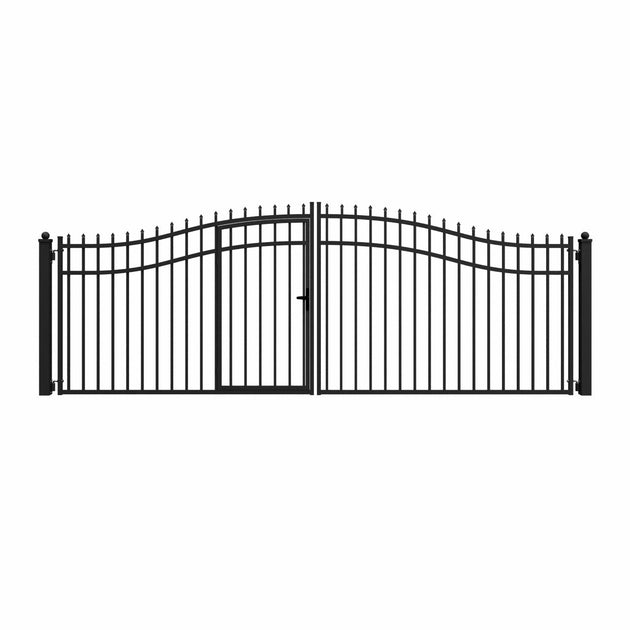 Chery Industrial | 18x7 ft Steel Dual Swing Driveway Gate with Pedestrian Door