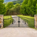 Chery Industrial 20x8 ft Steel Dual Swing Driveway Gate with Wider Goalposts