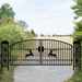 Chery Industrial 20x8 ft Dual Swing Driveway Gate with Ornamental Posts