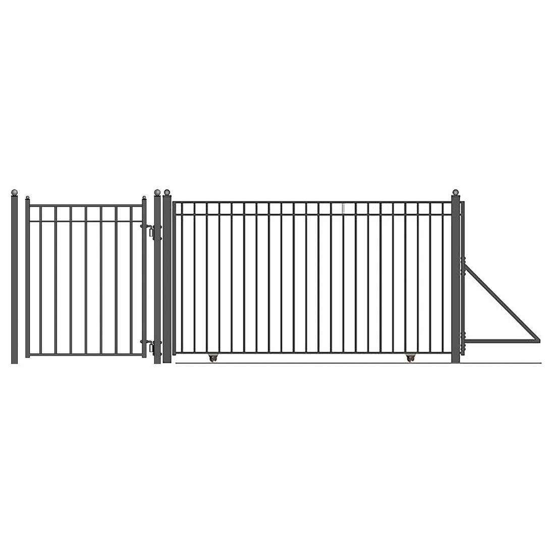 Chery Industrial | 20ft Steel Sliding Driveway Gate with 5ft Pedestrian Gate