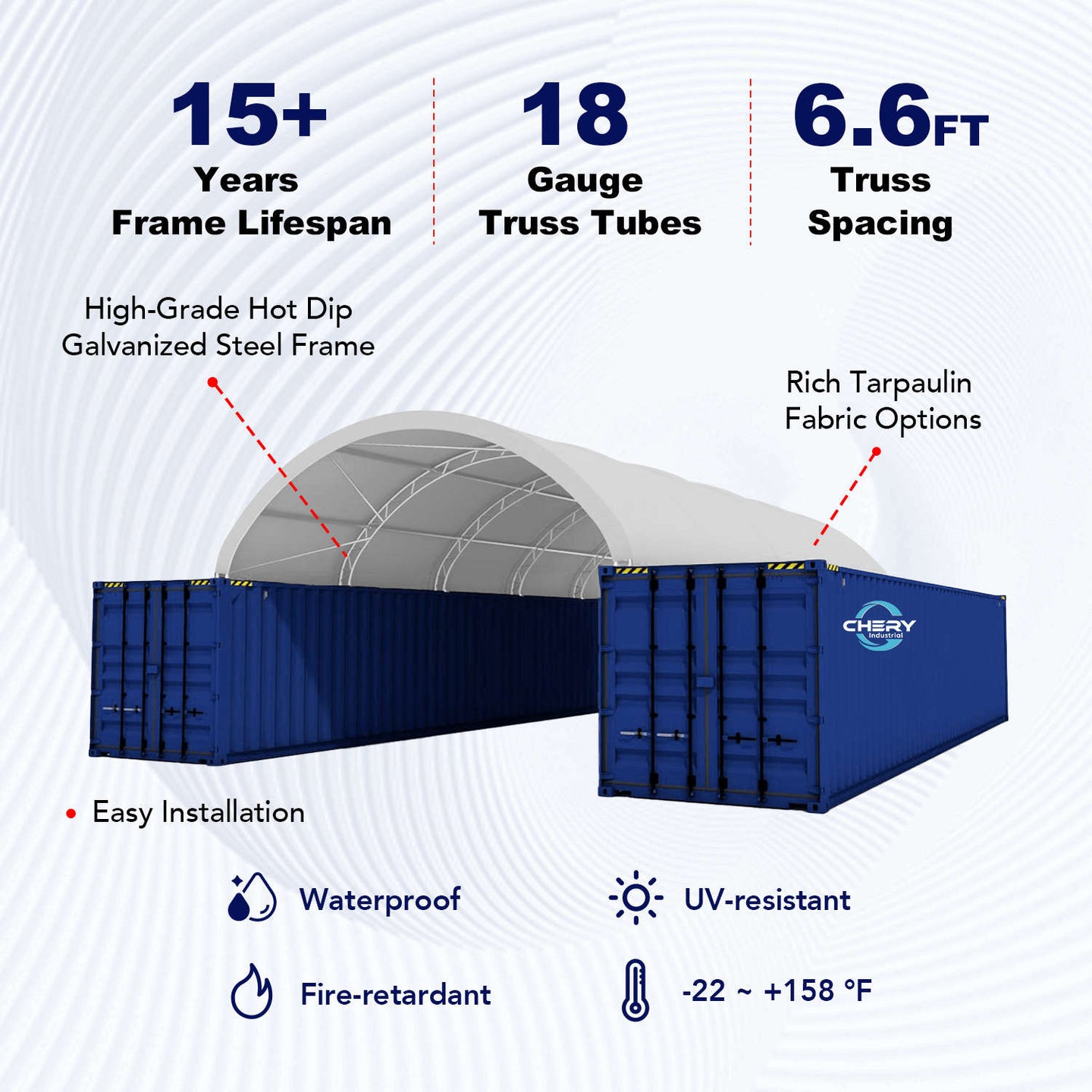Chery Industrial Fortified 20'x40' Double Truss Container Shelter
