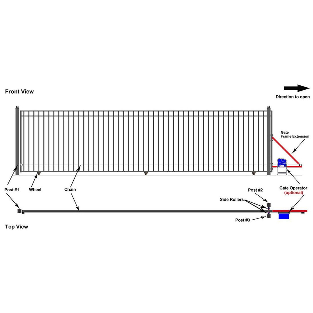 Chery Industrial 20x6 ft Steel Sliding Driveway Gate - MADRID Style