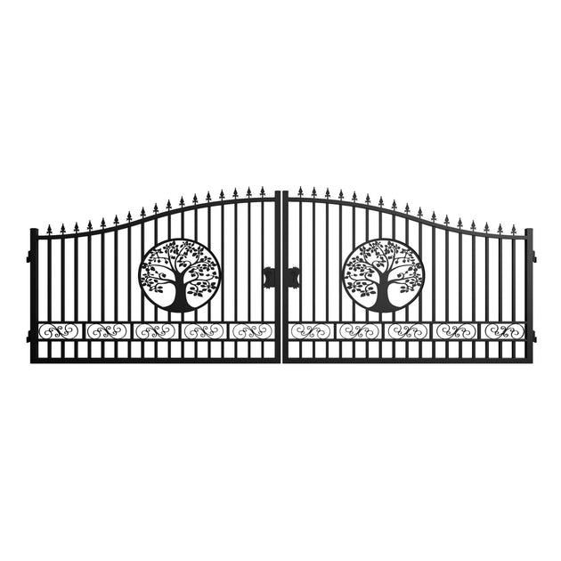 Chery Industrial | 20x8 ft Steel Dual Swing Driveway Gate with Wider Goalposts