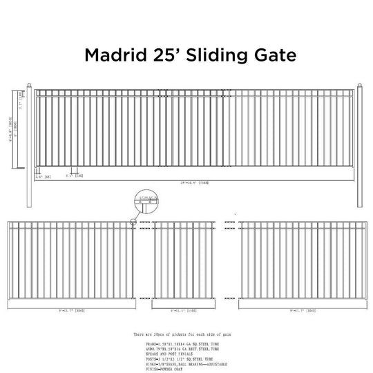 Chery Industrial 25x6 ft Steel Sliding Driveway Gate - MADRID Style
