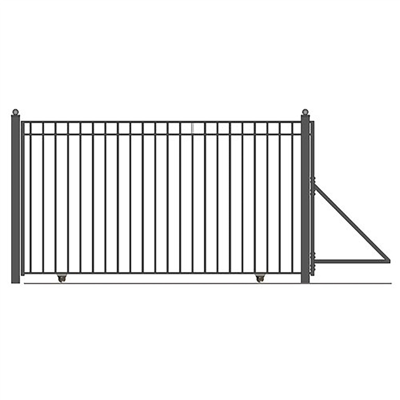 Chery Industrial 30ft Steel Sliding Driveway Gate with 5ft Pedestrian Gate