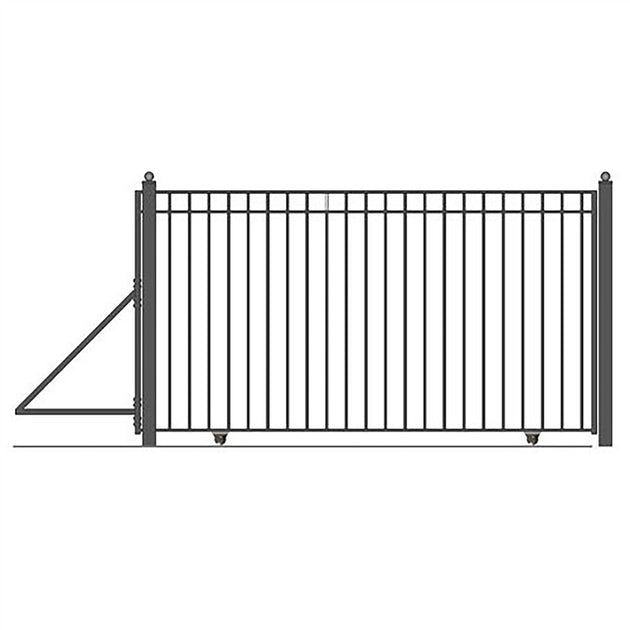 Chery Industrial 25ft Steel Sliding Driveway Gate with 5ft Pedestrian Gate