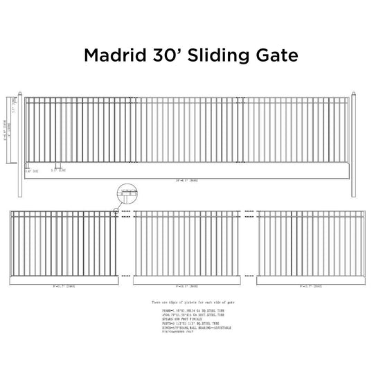 Chery Industrial 30x6 ft Steel Sliding Driveway Gate - MADRID Style