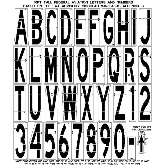 Newstripe | 10 Foot FAA Letters, Numbers, Dash and Arrows | 10003138