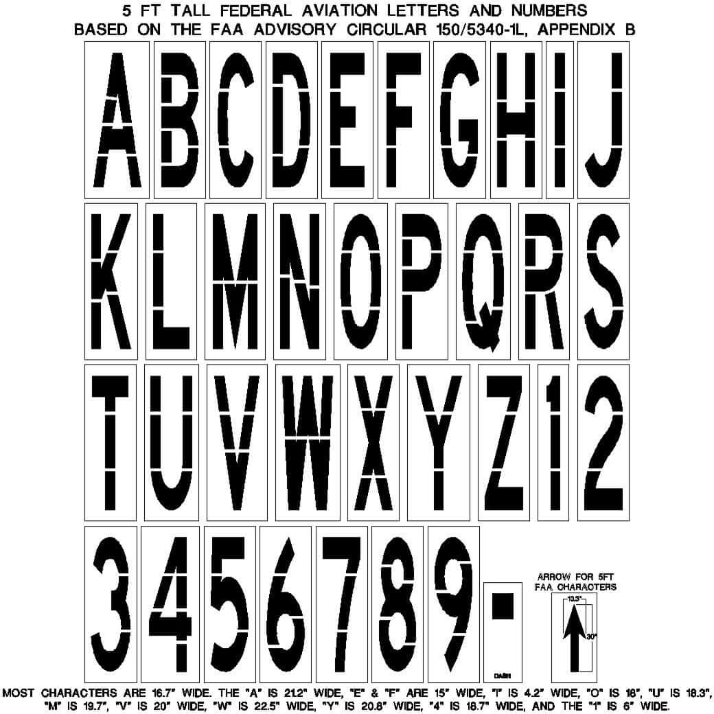 Newstripe | 5 Foot FAA Letters, Numbers, Dash and Arrows | 10003314