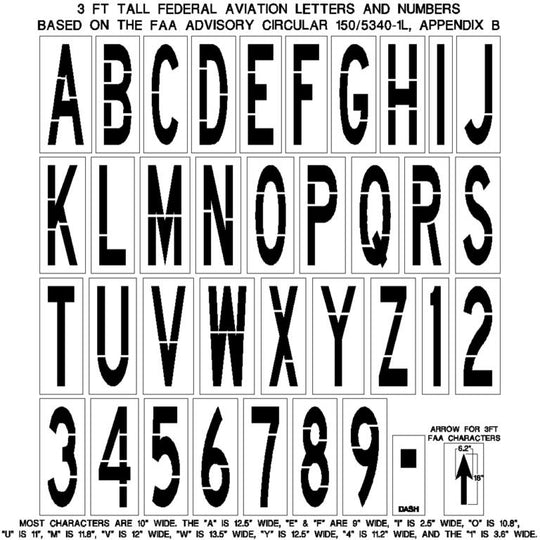 Newstripe | 3 Foot FAA Letters, Numbers, Dash and Arrows | 10003320