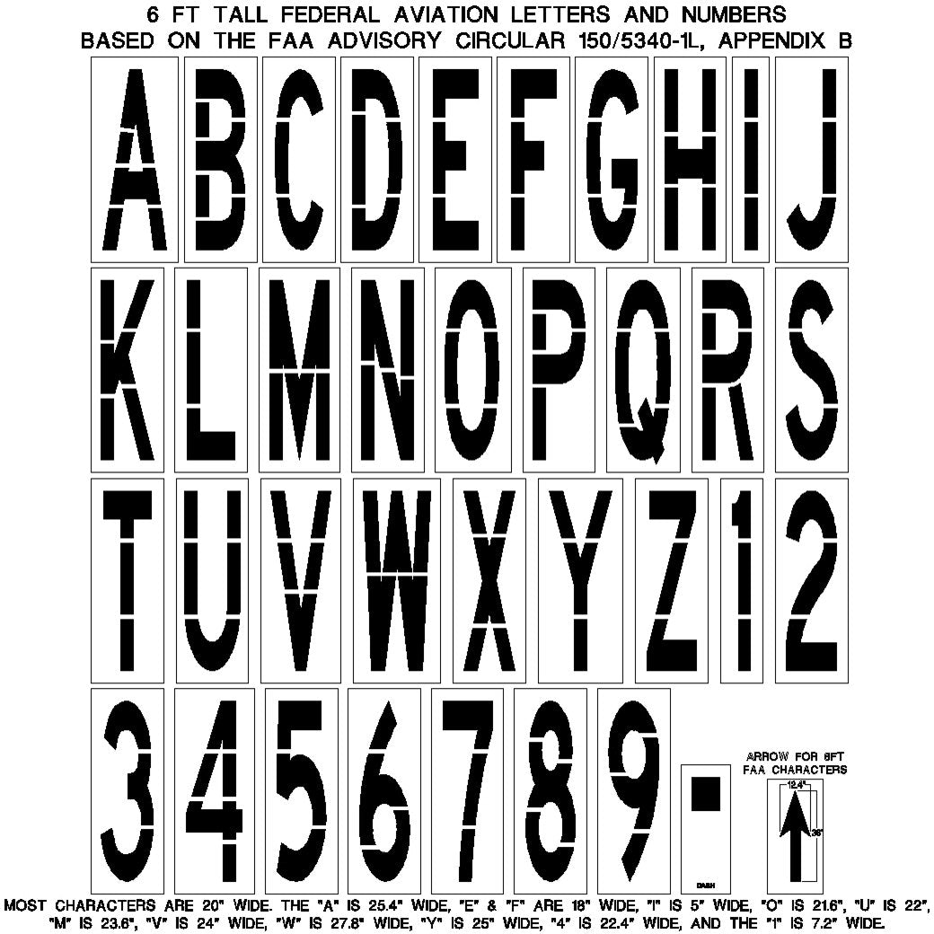 Newstripe | 6 Foot FAA Letters, Numbers, Dash and Arrows | 10003321