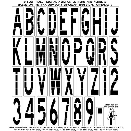 Newstripe | 9 Foot FAA Letters, Numbers, Dash and Arrows | 10003326