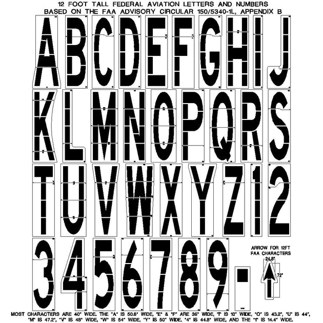Newstripe | 12 Foot FAA Letters, Numbers, Dash and Arrows | 10003327-DASH-1