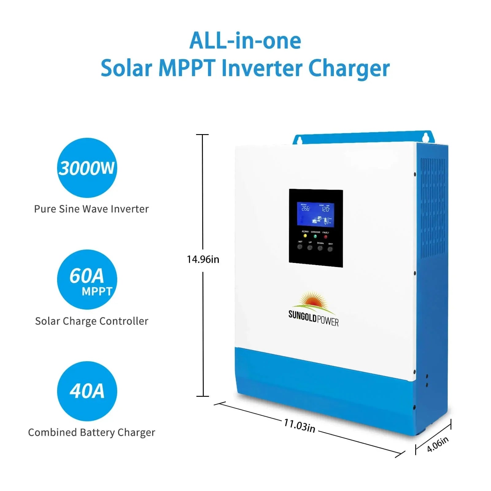 SUNGOLD POWER | SOLAR KIT 3000W 24V INVERTER 120V OUTPUT LITHIUM BATTERY 800 WATT SOLAR PANEL SGKT-3PRO