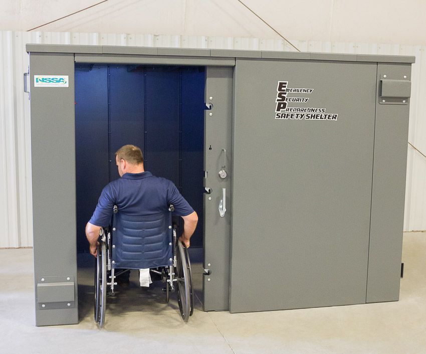 Swisher ESP Safety Shelter- Wheelchair accessible - 20 Person Private / 12 Person Business