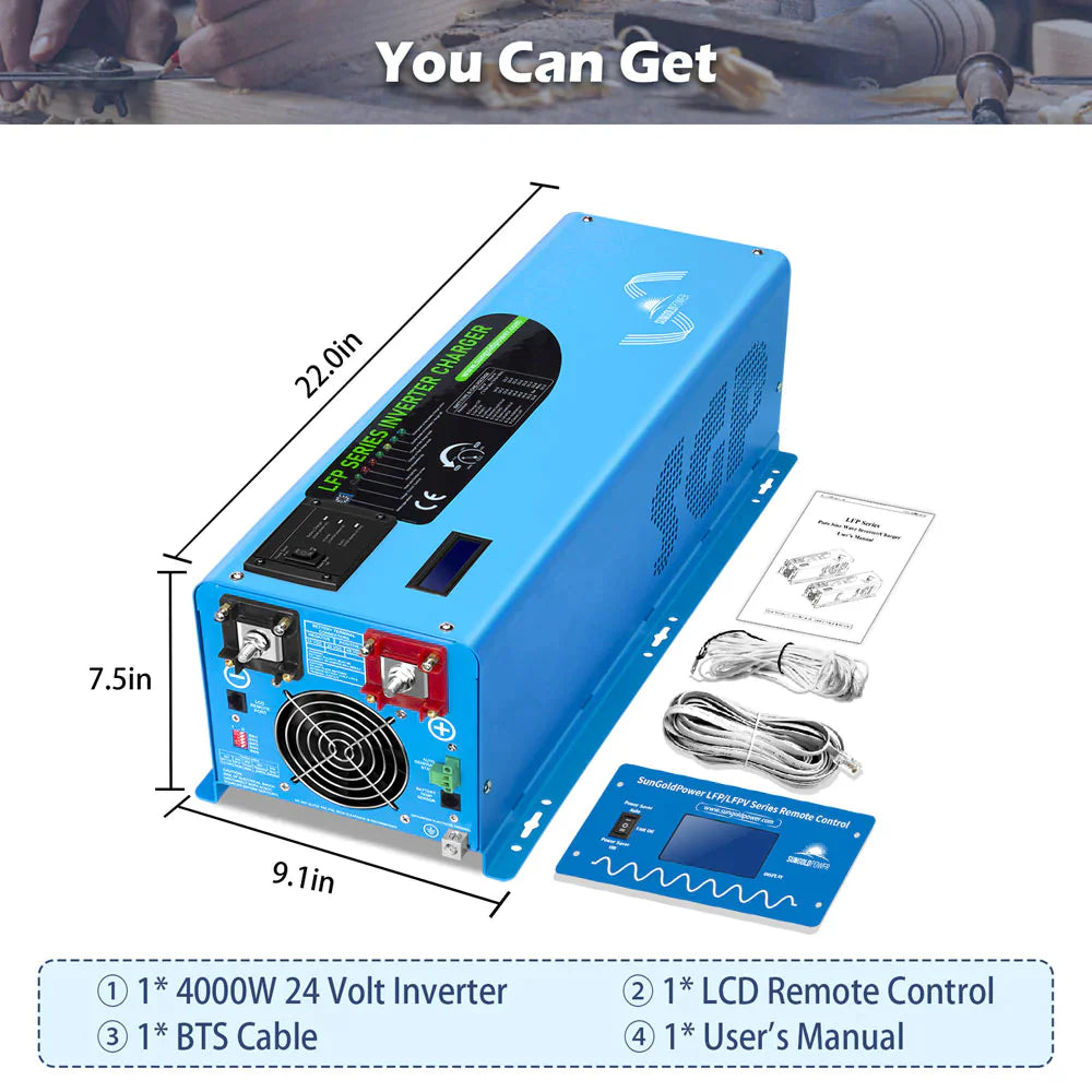 SUNGOLD POWER | 4000W DC 24V SPLIT PHASE PURE SINE WAVE INVERTER WITH CHARGER