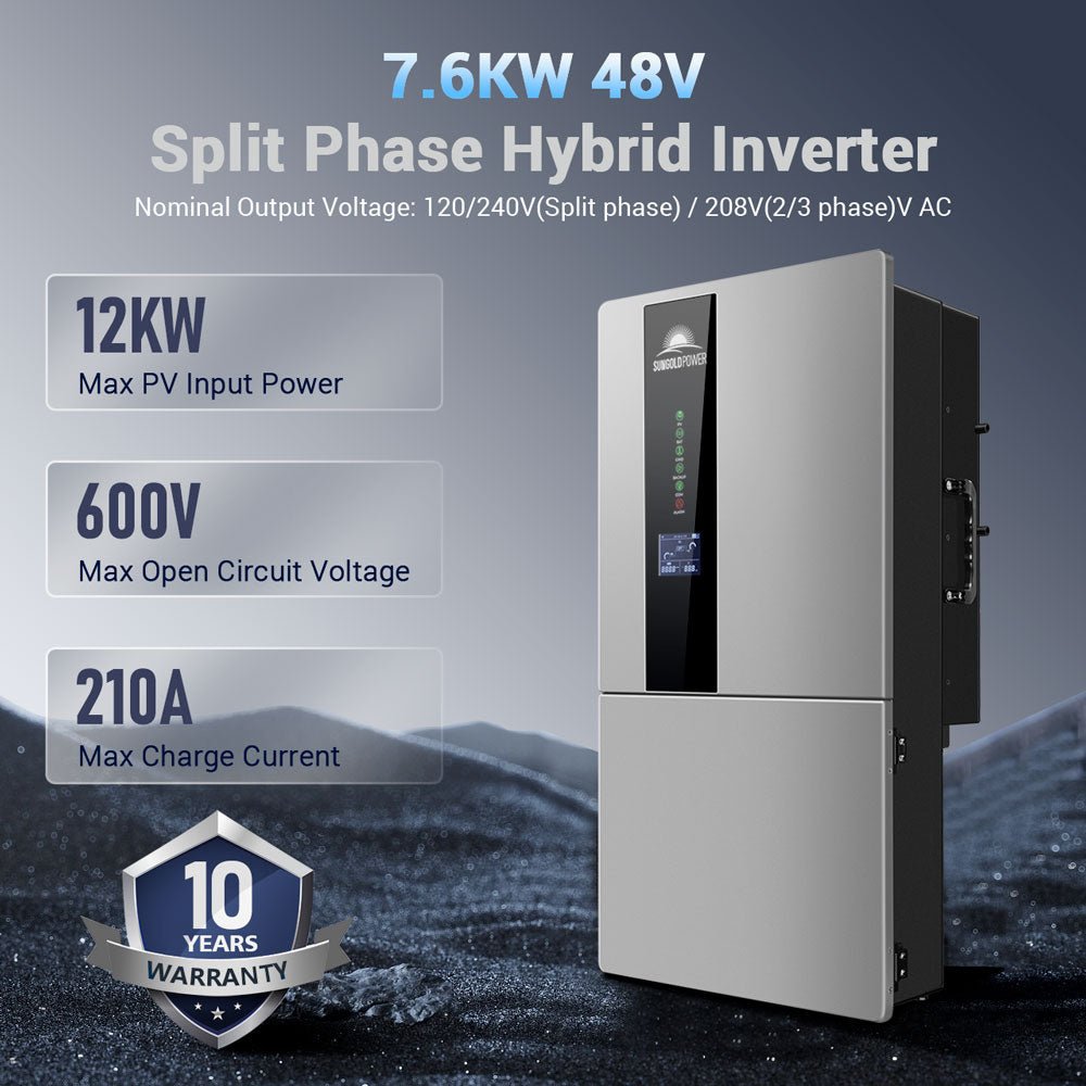 SUNGOLDPOWER | 7.6KW Hybrid Inverter 48V Split Phase SGN7.6K1HB-48