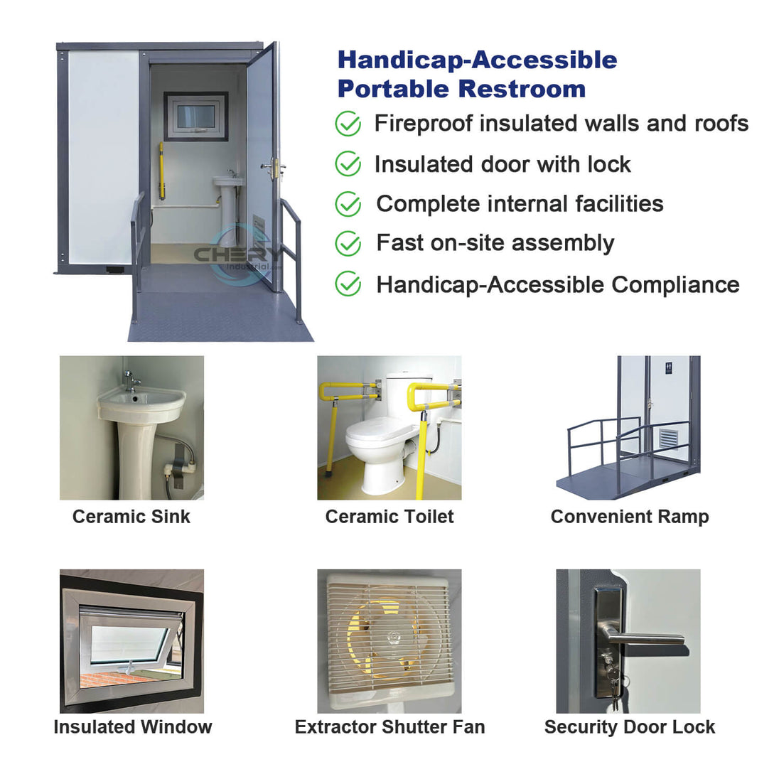 Chery Industrial Handicap-Accessible Portable Restroom for Disabled