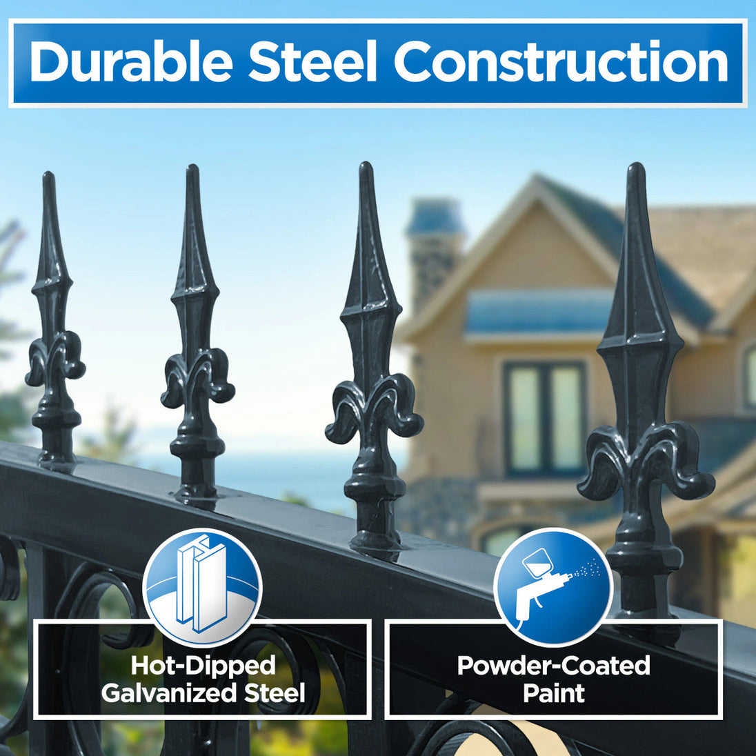Chery Industrial 18x6 ft Steel Dual Swing Driveway Gate, VENICE Style