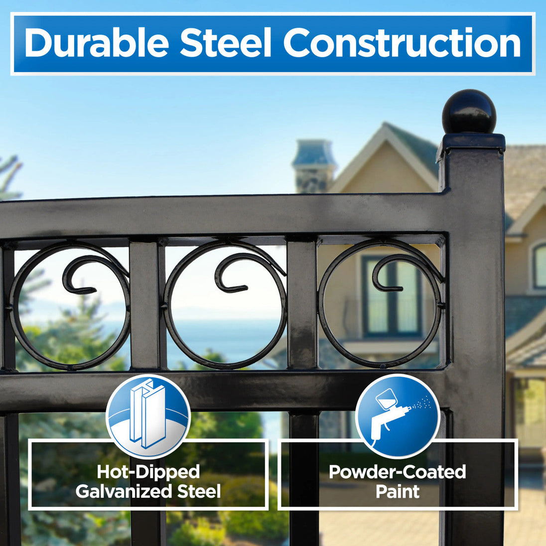 Chery Industrial 18x6 ft Steel Dual Swing Driveway Gate - PARIS Style