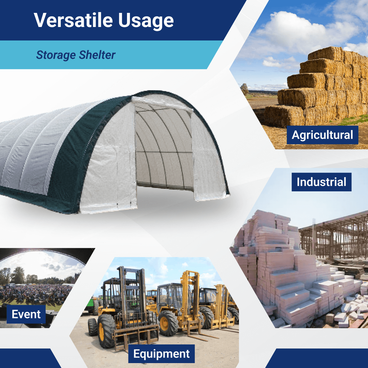 Chery Industrial W30'xL65'xH15' Single Truss Arch Storage Shelter